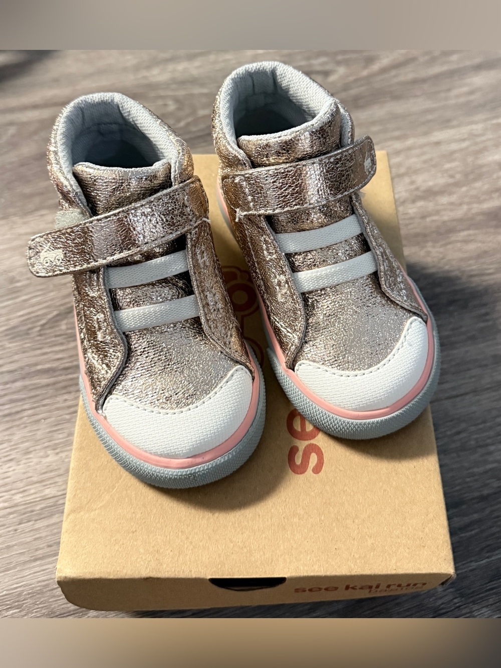 See Kai Run Drew Rose Gold high-top sneaker